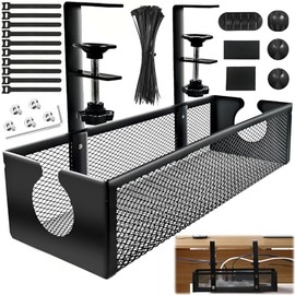 EMAGIE Organizador de Cables Escritorio - Juego de 49 Piezas Sin Perforar Organizador de Cables de Altura de Borde Mejorada Antideslizante y Anticada 