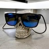 Top Brass Skull Eyeglasses Holder – 4” Tall Gothic Skull-Shaped