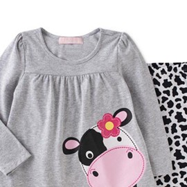 Coralup Little Girls 2-Piece T-Shirt & Pant Set(Cow) S4018(6T,Grey)