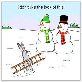 Twizler Funny Christmas Card Worried Snowmen - Merry Christmas Card Funny - Xmas Card - Mens Christmas Card For Him Husband Son Dad - Womens Christmas Card For Her Wife Daughter Mum