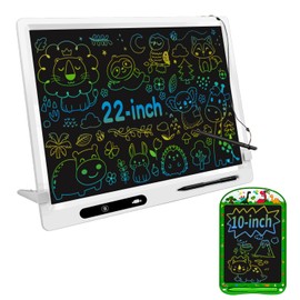 LCD Writing Tablet for Kids, 2 Pack 22inch+10inch Colorful Drawing Board Kids Writing Tablet with Adjustable Stand Home School Office Learning Educational Toys Gifts for Age 3-12 Years Old Girls Boys
