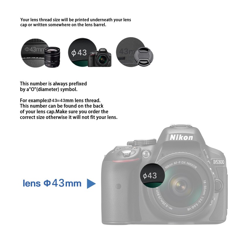 43mm Lens Cap Center Snap on Lens Cap Suitable for