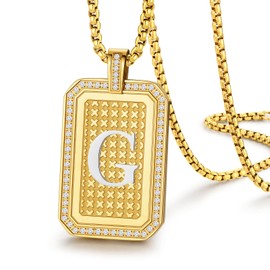 Zillaly Initial Pendant Necklace Capital Letter 18K Gold A-Z Diamond Jewelry for Men and Women Christmas Gift