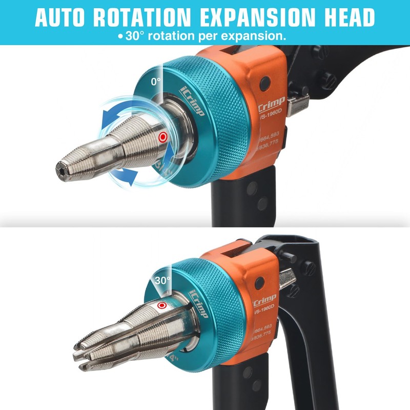 iCrimp Ratcheting PEX Expansion Tool Kit Auto Rotation PEX-a Tubing