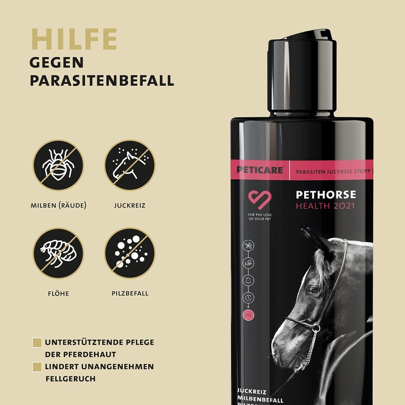 Peticare Anti-Parasite Horse Shampoo | Against Mites Fleas Fungi |