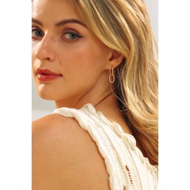 Double Hoop Earrings | Interlocking Loop Oval Hoop Gold Earrings for Women | 18K Gold Plated Removable Paper Clip Link Hoop Drop Earrings | Duo Link Hoop Earrings