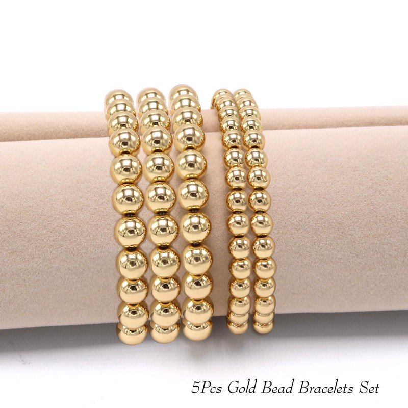 Cryshimmer Cryshimmer 5 Pcs Gold Bead Bracelet Set for Women