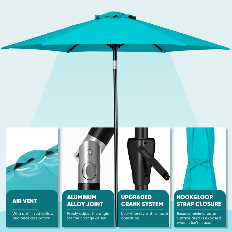 Tempera 7.5ft Patio Market Outdoor Table Umbrella with Push Button