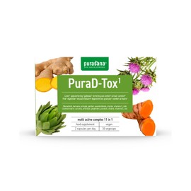 Purasana® PuraD-Tox – 11-in-1 Mariendistel Komplex mit Cholin, Artischocke, Löwenzahn, Kurkuma & Ingwer – Hochdosiert – Unterstützt Leberfunktion, Galle & Verdauung – 30 Vcaps