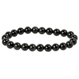 Eledoro PowerBead, Women’s Stretch Bead Bracelet, Made of 8 mm Gemstone Beads, 17 - 18 cm, gemstone, black