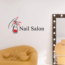 Nail Salon Decoration Sign Wall Decal - Hand Polish Logo Vinyl Sticker for Salon, Spa & Beauty Decor - Removable Manicure Art ci97