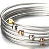 COOLSTEELANDBEYOND Elastic Adjustable Ladies Steel Twisted Cable Cuff Bangle Bracelet