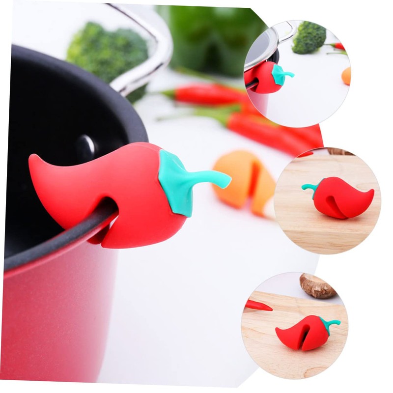 WOONEKY 6pcs Pepper Shaped Boil Lifters Heat-Resistant Pot Spill Stoppers