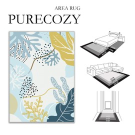 PureCozy 2x3 Blue Washable Entryway Indoor Small Non Slip Area Rugs for Living Room Cute Soft Throw Doormat Low Pile Kids Nursery Rug Thin Coral Print Carpet for Bathroom Laundry Dining Room