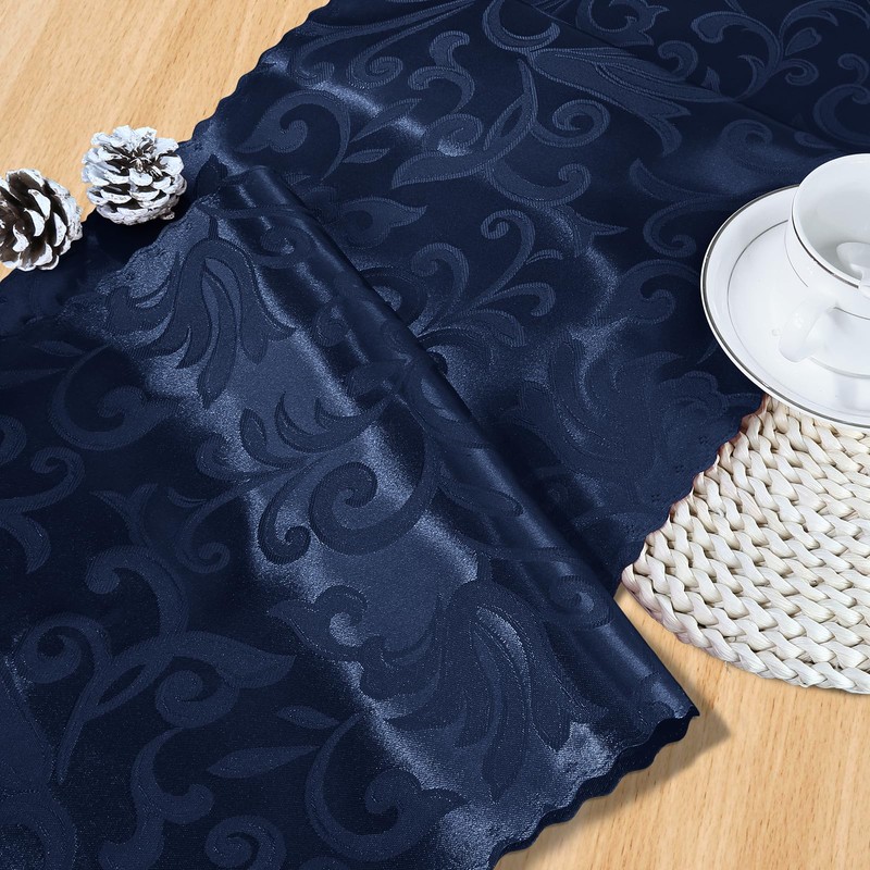 MILVOWOC 4 Pack Navy Blue Satin Table Runner, 12 x