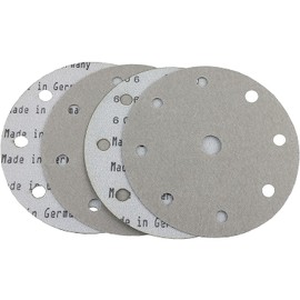 Starcke Premium 6 Inch 9 Hole Film Hook and Loop Grip Sanding Discs - White Aluminum Oxide - for Wood, Auto Body, Paint, Primer, Metal, and Plastics (50, 320 Grit)