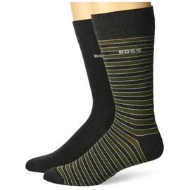 BOSS Two Pack Regular Length Dress Socks with Stripe