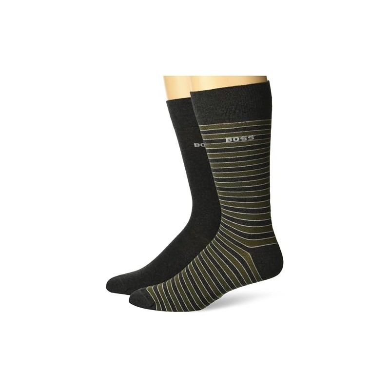 BOSS Two Pack Regular Length Dress Socks with Stripe