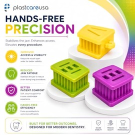 PlastCare USA - Bloques dentales de silicona para boca, pequeños bloques de boca, color amarillo, autoclave dental, para niños, bloque de mordedura dental (bolsa de 6)