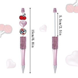 12 Pcs Beadable Pens Rhinestones Beadable Pens Plastic Black Ink Pens for Gift Making Kits Children Students Office School DIY Supplies (solid)