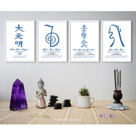 FestySpark German Poster Reiki Symbols - Learn Reiki - Reiki Decoration - Reiki Accessories - Reiki Gifts - Reiki Utensils [Set of 4 Posters in A4 Format]