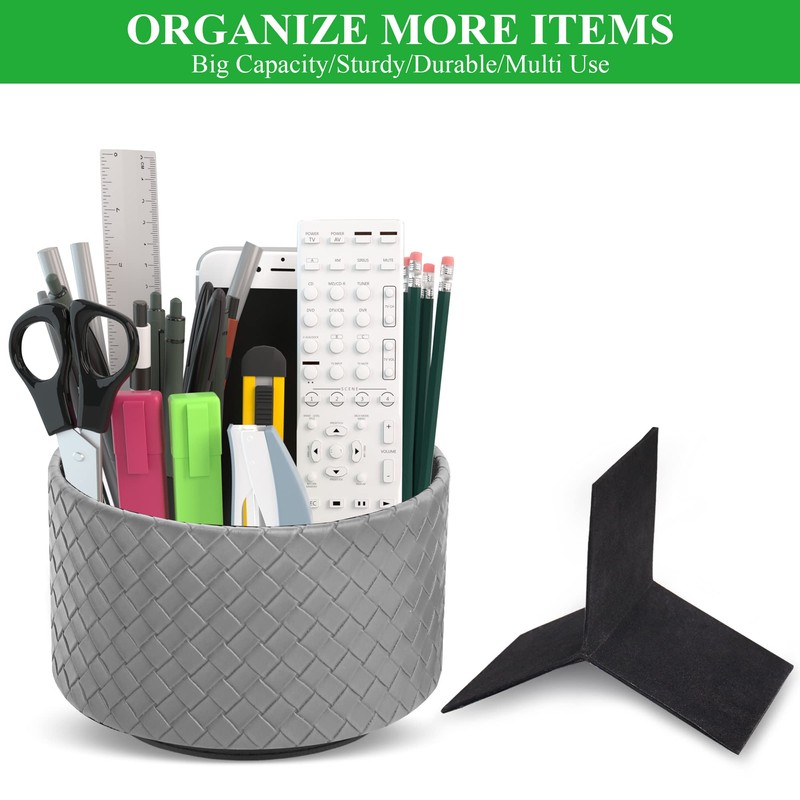 Czzmy Round Leather Art Supply Organizer,Remote Control Holder with Adjustable