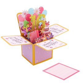 CIEHER Sweet 16th Birthday Card Pop Up Card for Girls Boys, Sweet 16 Birthday 3D Greeting Card, Unique Sweet 16 Birthday Gifts for Girls Boys or Friends