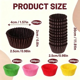 1000Pcs Mini Cupcake Cases, Assorted Yellow Brown Red Pink Green Petit