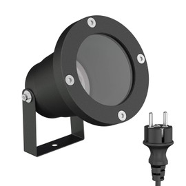 ledscom.de DUK Garden Spotlight for Outdoor Use, IP65, Plug, Black, 1x GU10 Max. 15 W