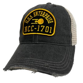Star Trek USS Enterprise NCC-1701 Patch Adjustable Snapback Cotton Twill Vintage Trucker Hat - Unisex for Men and Women