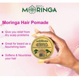 Zest Of Moringa Hair Pomade - Super Hair Fertilizer For Dry Damaged Hair And Scalp - Moringa Hair Pomade For Hair Styling & Nourishing - Blend of Moringa Oil, Cacao Oil, Castor Oil, And Beeswax - 100g