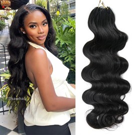 Ssawhair Body Wave Crochet Human Hair Knotless Pre-Separated Braid Virgin Human Hair With String Pre-Looped Reusable Feather Crochet Hair Extensions 18Inch 60g 50Strands