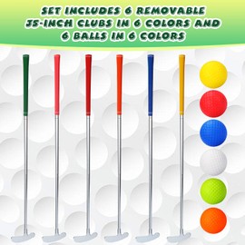 Liliful 6 Pcs Golf Putters for Men and Women Two Way Mini Golf Putter with 6 Golf Balls Kids Putter Bulk for Right Left Handed Golfers Detachable Golf Grip for Ages 9-12 Junior Adult (35 in)