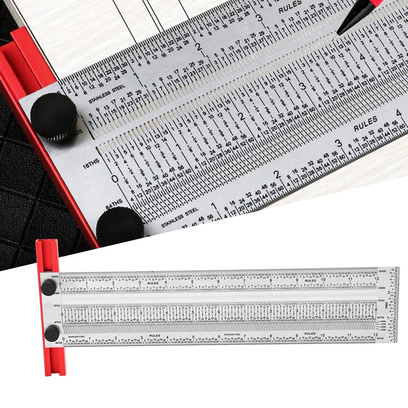 Marking T Ruler Stainless Steel Protective Powder Coating Black Scale