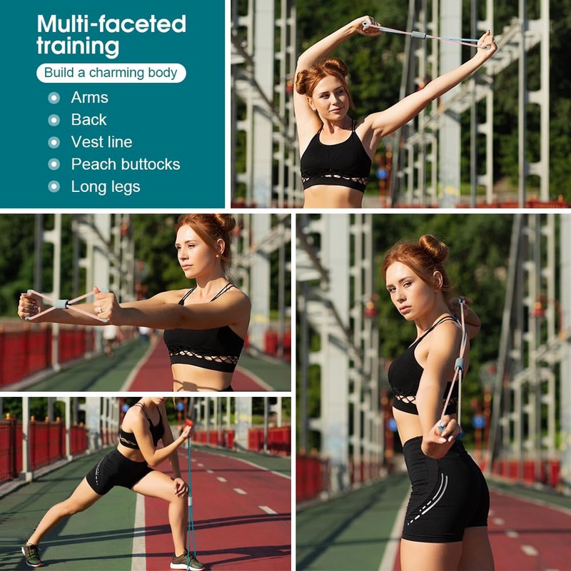 Chamgeco 3Pack Back Resistance Bands, Figure 8 Exercise Bands Set