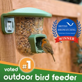 Outdoor Small Bird Feeder for Fences, Trees, Balcony and Walls - PerchPod Seed Birdfeeder, No Mess Wild Bird Feeders for Outside