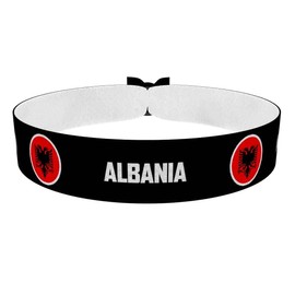 Albania runde Flaggen Stoffarmband - langlebige Armbänder aus Satin - modische Accessoires - handgemachte Armbänder - farbenfrohe Armbänder - Geschenkideen für Männer und Frauen