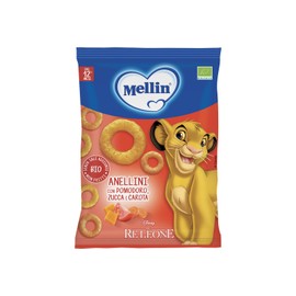 Mellin Anelli di Pomodoro, Zucca e Carota, ilReLeone, Snack Biologico,6x15g