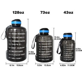 QuiFit 73oz Motivational Water Bottle - with Straw & Time Marker BPA Free Large Reusable Sport Water Jug with Handle for Fitness Outdoor Enthusiasts Leak-Proof (Black, 73 oz)