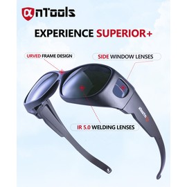 AnTools IR 5.0 Welding Glasses, Wrap-around Welding Goggles, Anti-scratch Welding Lens, UV Protection, Meet ANSI/ISEA, OSHA, Black