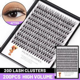 BODERMINCER 20D 8-20mm To Choose 8-10-12-14mm MIX/14-16-18-20mm Mixed Individual Cluster Eyelashes False Eyelash Extensions Individual Eyelash Bunche DIY at Home (20D-14mm)
