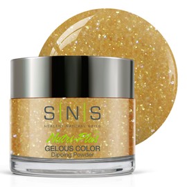 SNS Nail Dip Powder, Gelous Color Dipping Powder - Champagne (Yellow Metallics/Gold, Shimmer) - Long-Lasting Dip Nail Color Lasts 14 Days - Low-Odor & No UV Lamp Required - 1 OZ