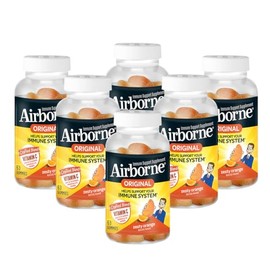 Airborne 750mg Vitamin C Immune Support Supplement Gummies for Adults, Zesty Orange Flavor, Gluten Free Crafted Blend with Powerful Antioxidants Vitam
