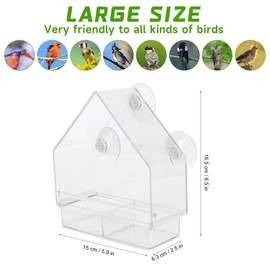 Bird Feeders for Outside Bird Feeder, Clear Bird Feeders for Window Indoor Outdoor Hanging Bird Feeder Bird House Style Window Bird Feeder for Feeding Small Birds