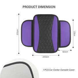 Car Improved Armrest Cover, Microfibre Leather Car Armrest Cover with 2 Storage Pockets, Universal Armrest Cushion, Car Accessories, Interior for Most Vehicles (Purple)