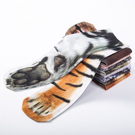 NDLBS - Calcetines divertidos para animales en 3D, regalos de Navidad, para adultos, mujeres, hombres, adolescentes, Y-2pairs Tiger, Talla única