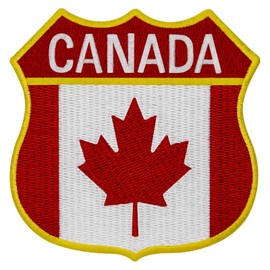 EmbTao Canada Shield Flag Patch Embroidered Badge Biker Applique Iron On Sew On Emblem
