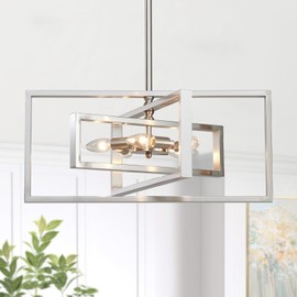 Majhoiw Modern Brushed Nickel Pendant Light Fixture 5 Lights Chandelier Semi Flush Mount Ceiling Lights for Dining Room Bedroom Living Room Kitchen Entry Foyer