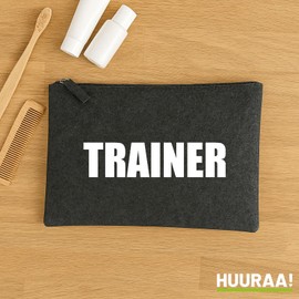 Huuraa Kulturbeutel Trainer Training Geschenk 1 Liter Charcoal Filz Trainer Geschenkidee