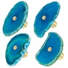 mookaitedecor Set of 4 Blue Agate Crystal Drawer Knobs with